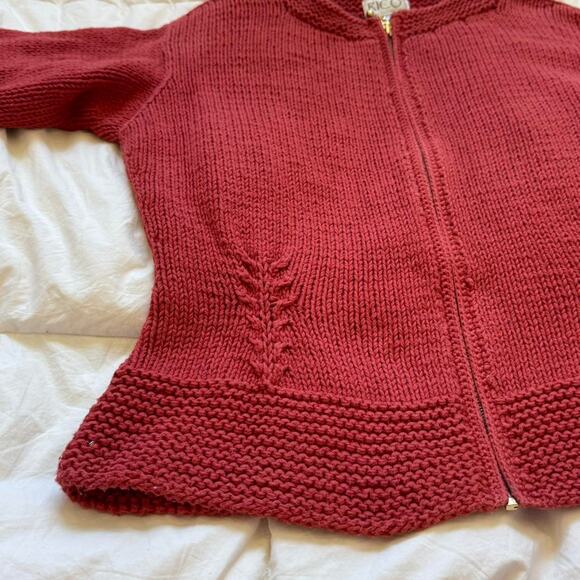 Rico chunky knit sweater zip up cardigan sz m fairy grunge boho cotton autumn - Picture 3 of 8